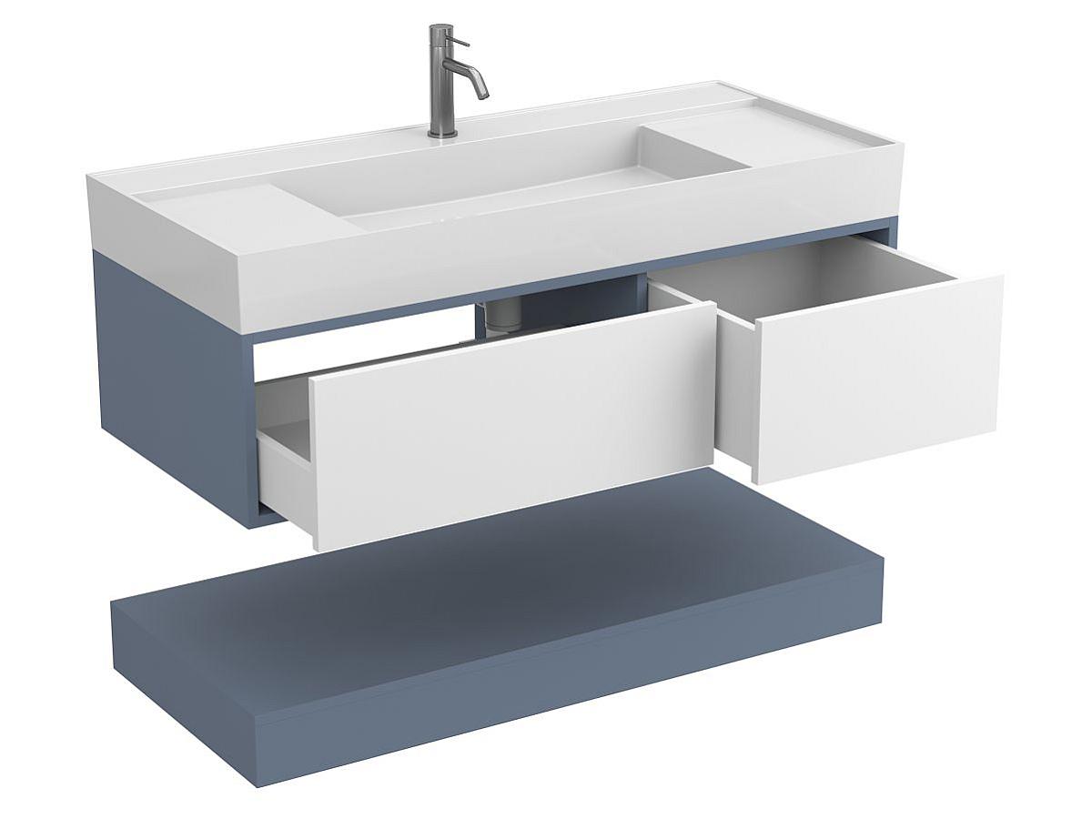 Тумба подвесная DUO Серый с умывальником SOUL 1200