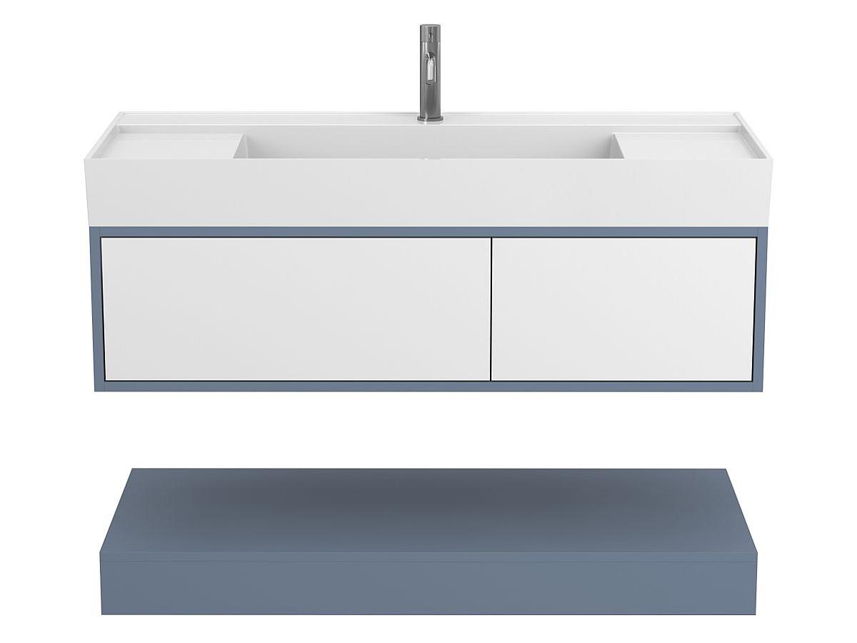 Тумба подвесная DUO Серый с умывальником SOUL 1200