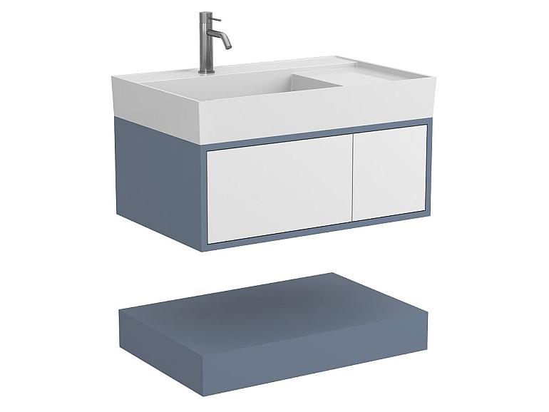 Тумба підвісна DUO Сірий з умивальником SOUL 800