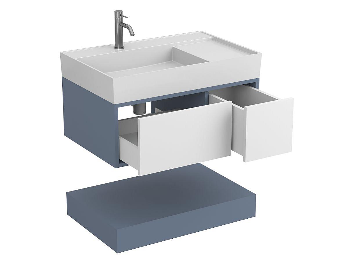 Тумба подвесная DUO Серый с умывальником SOUL 800