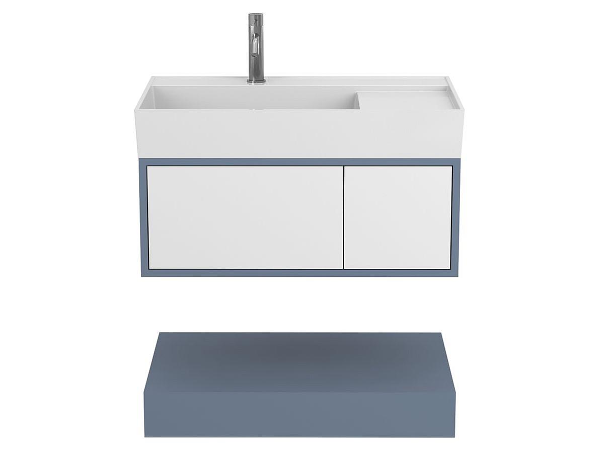 Тумба подвесная DUO Серый с умывальником SOUL 800