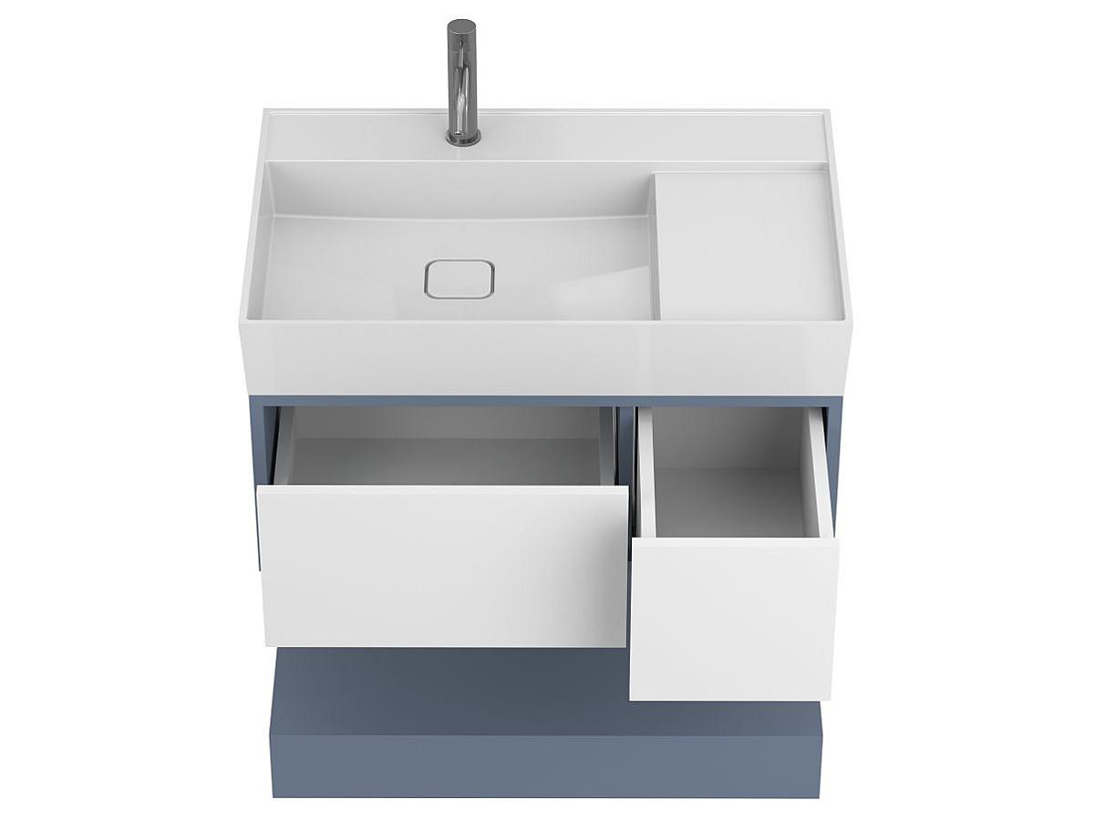 Тумба подвесная DUO Серый с умывальником SOUL 800
