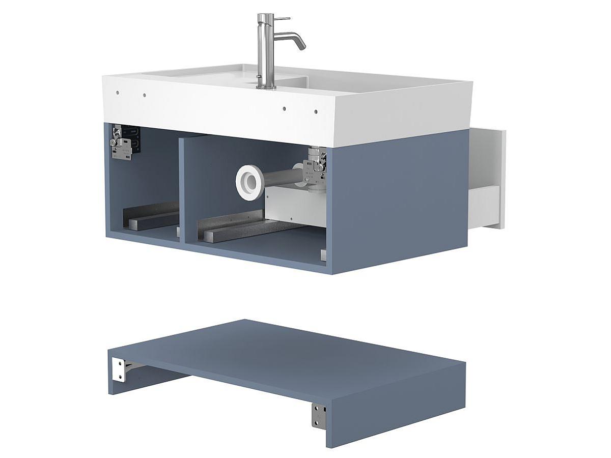 Тумба подвесная DUO Серый с умывальником SOUL 800