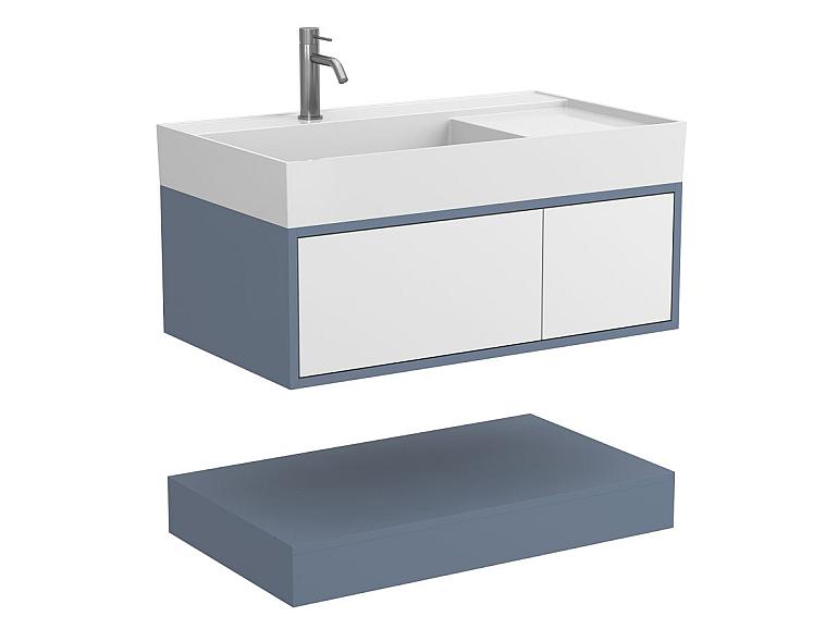 Тумба підвісна DUO Сірий з умивальником SOUL 900