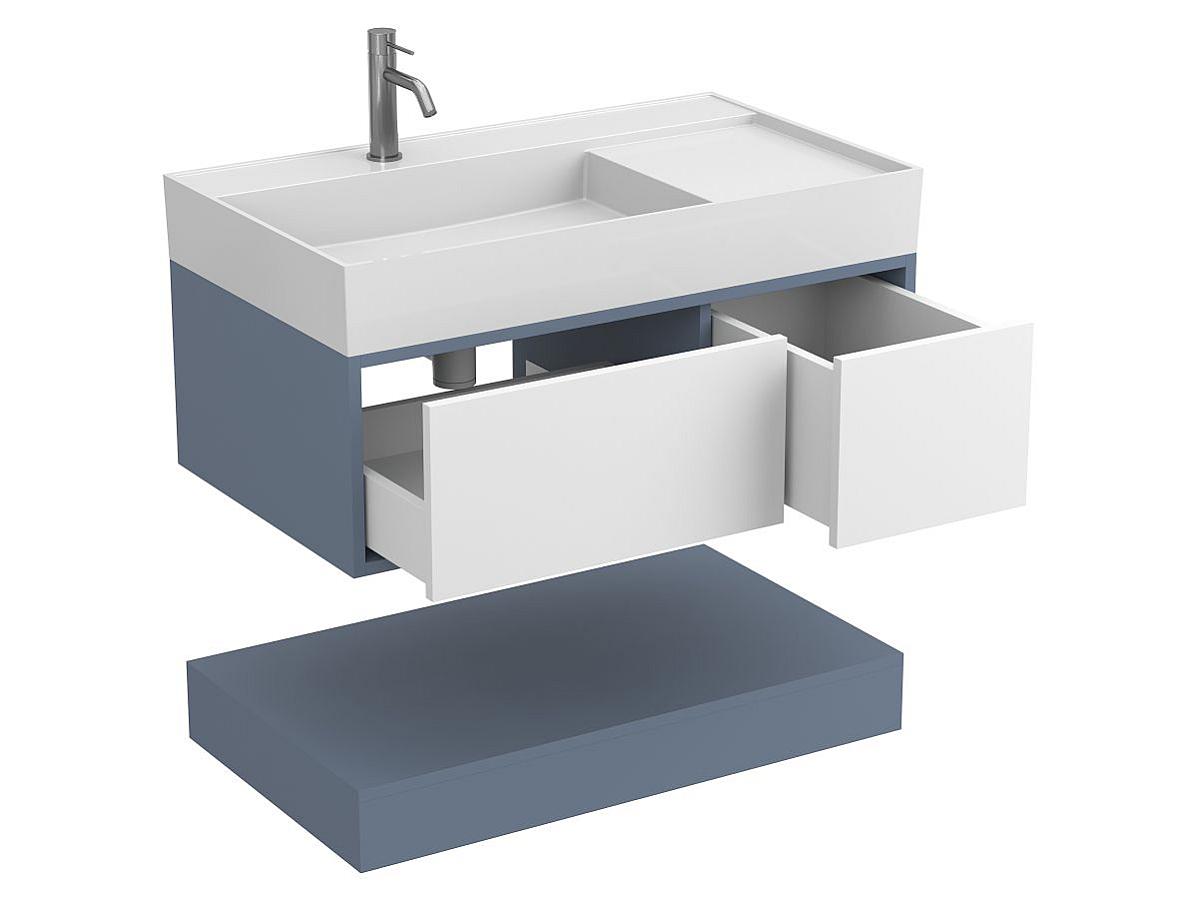 Тумба подвесная DUO Серый с умывальником SOUL 900