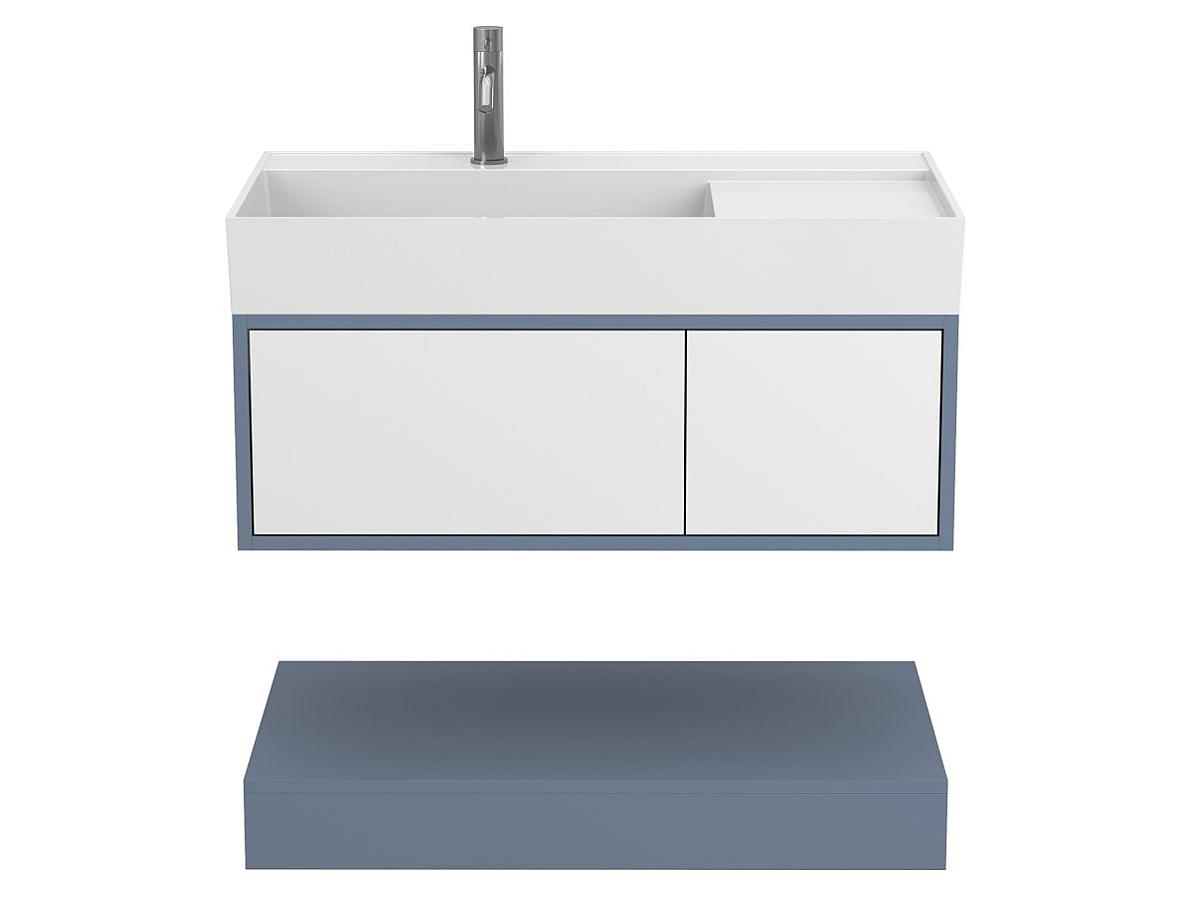 Тумба подвесная DUO Серый с умывальником SOUL 900