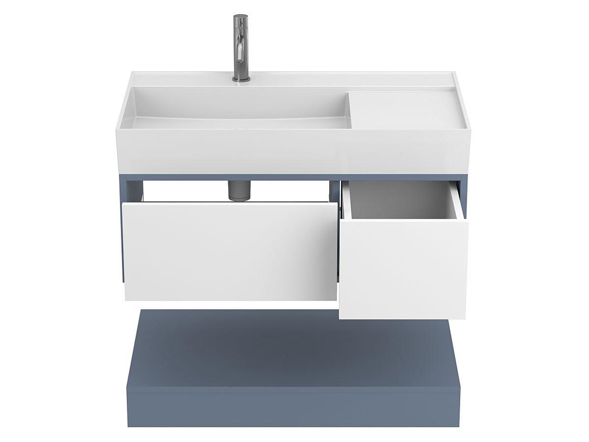 Тумба подвесная DUO Серый с умывальником SOUL 900