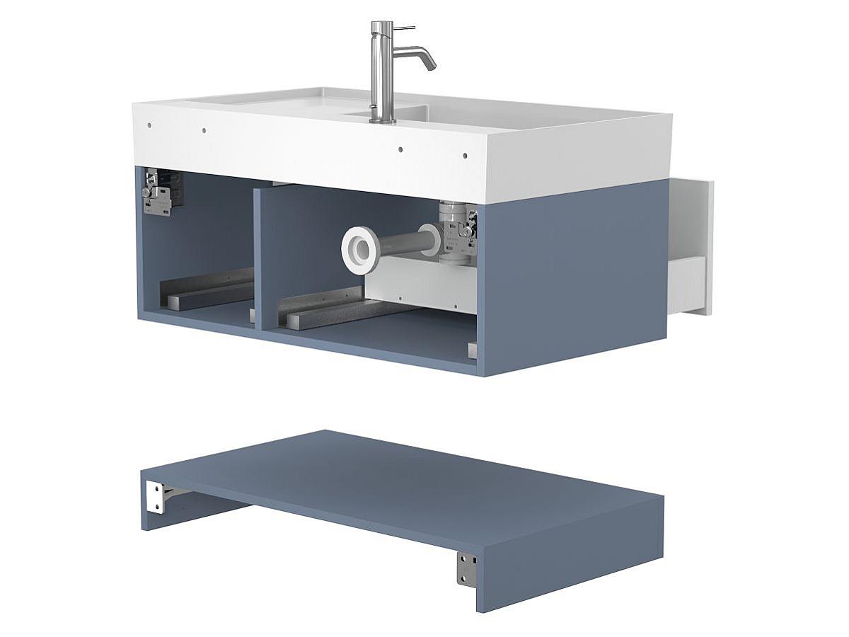 Тумба подвесная DUO Серый с умывальником SOUL 900