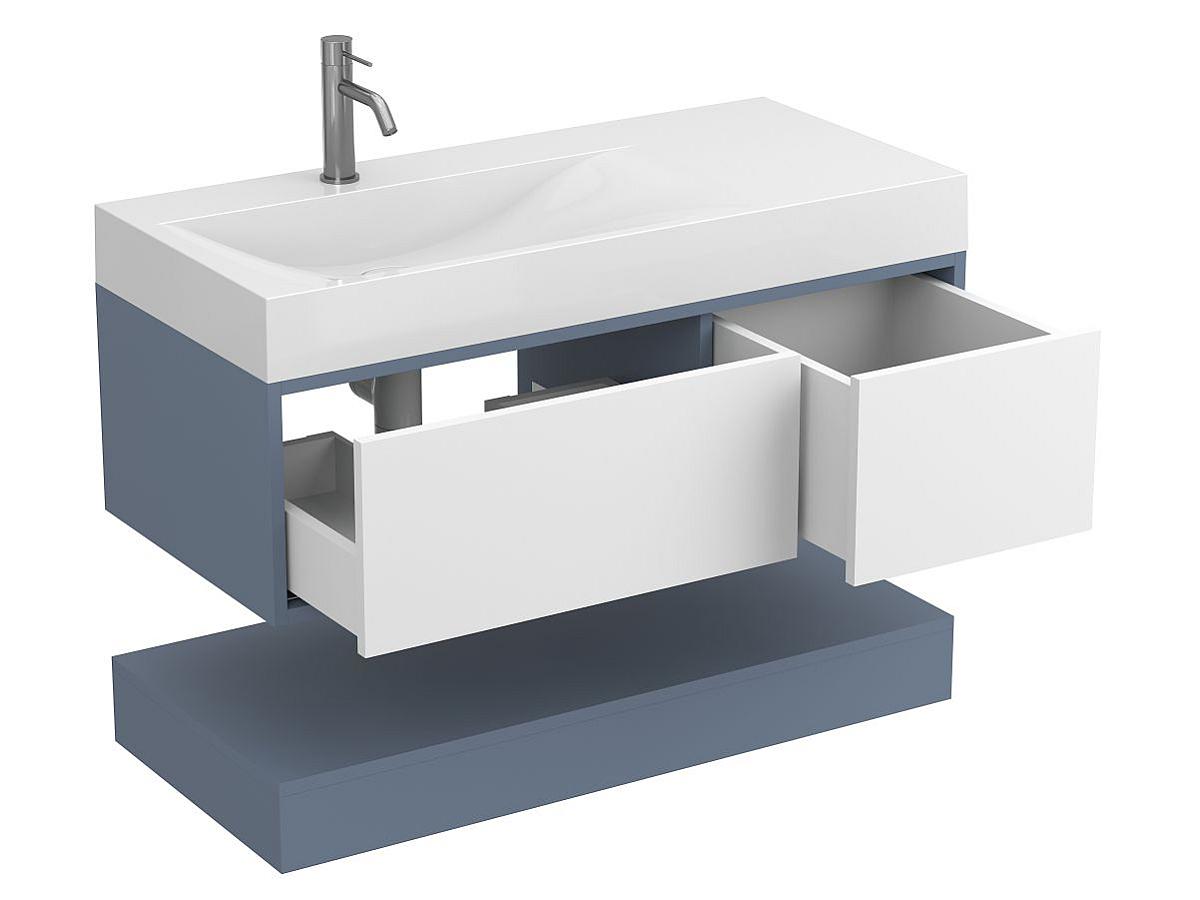 Тумба подвесная DUO Серый с умывальником VIOLA 1000 L
