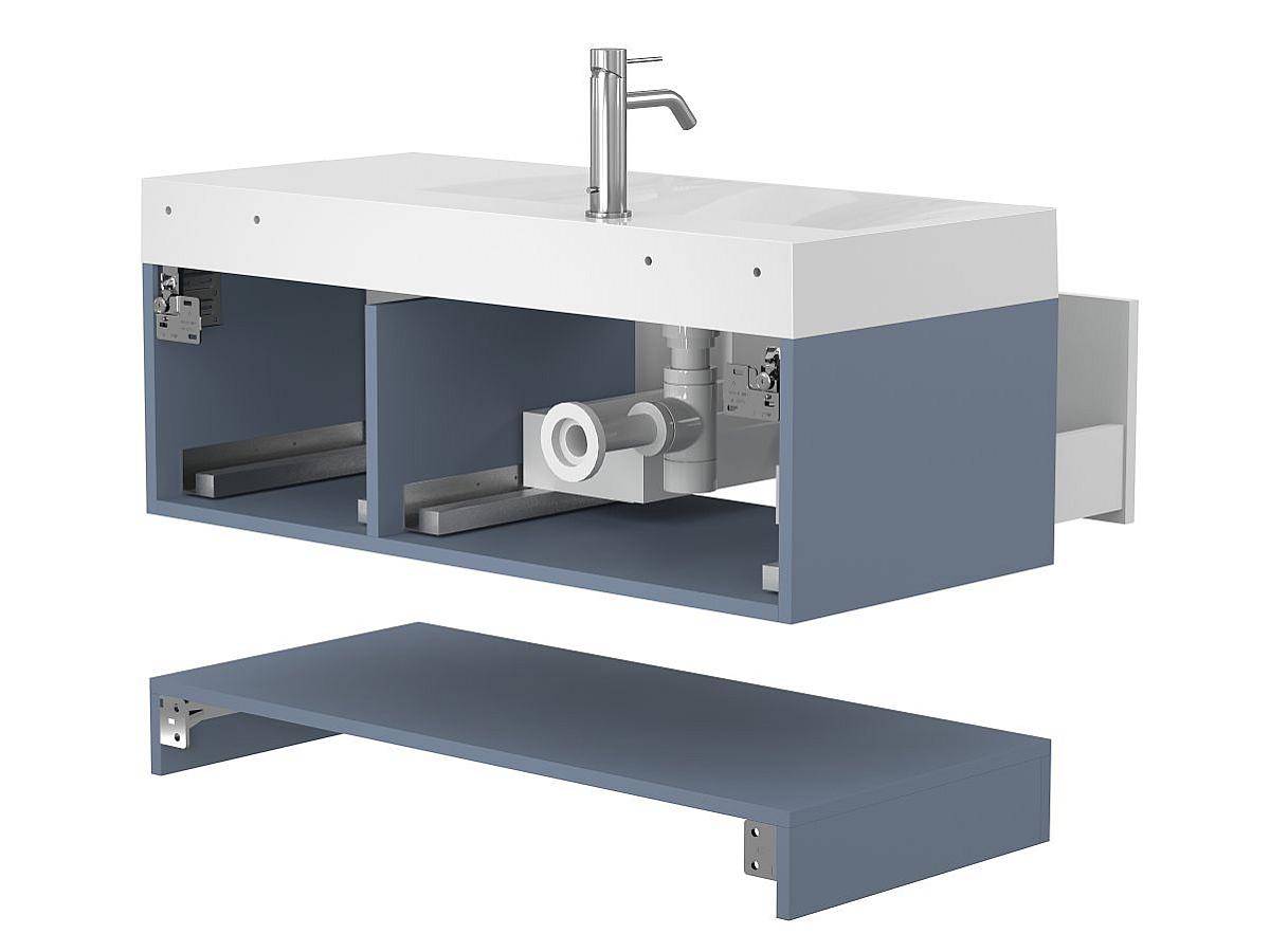 Тумба подвесная DUO Серый с умывальником VIOLA 1000 L