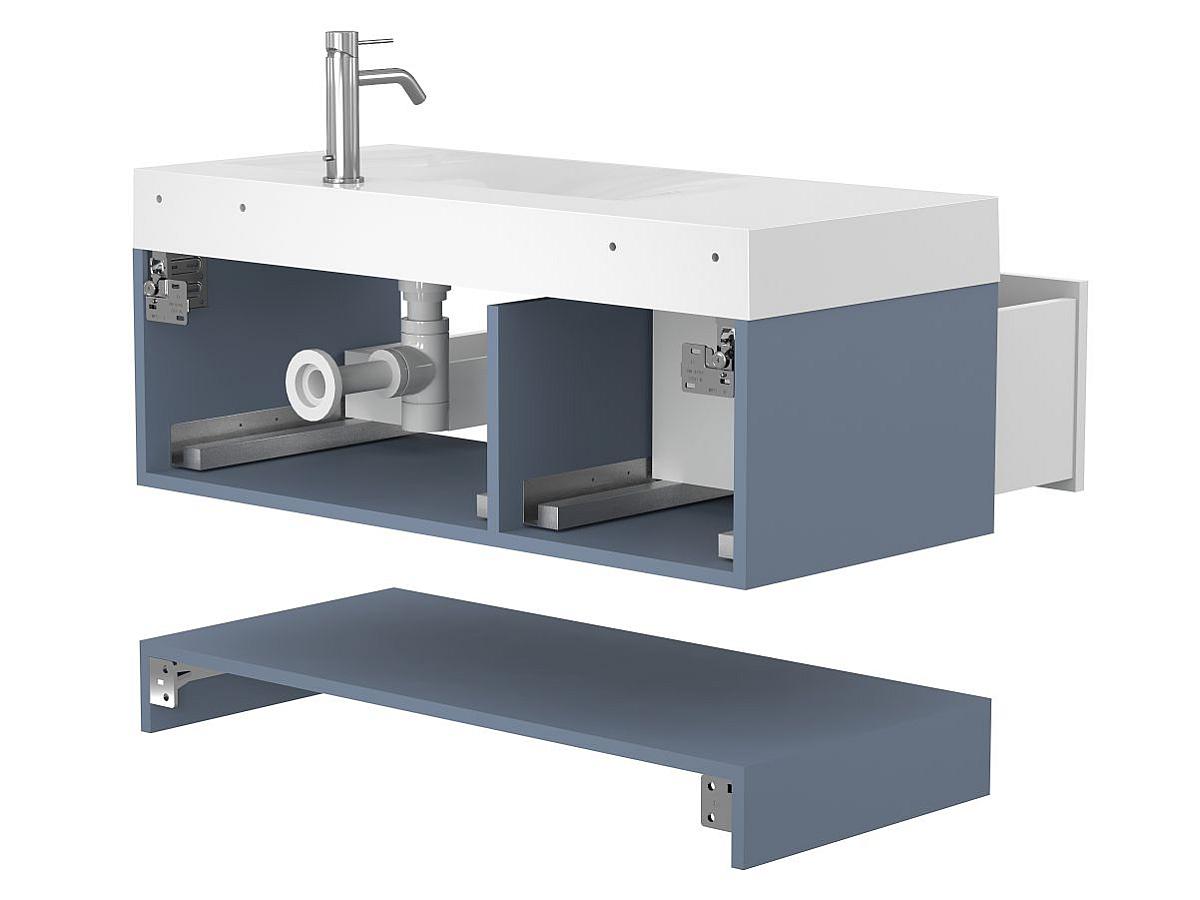 Тумба подвесная DUO Серый с умывальником VIOLA 1000 R