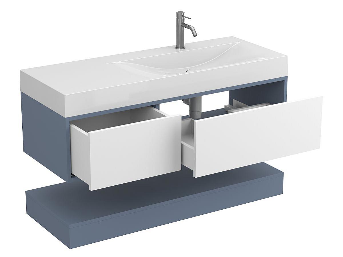 Тумба подвесная DUO Серый с умывальником VIOLA 1200 R