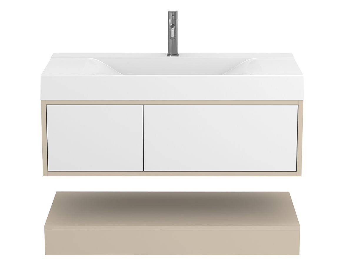 Тумба подвесная DUO Кашемир с умывальником FLY 1000