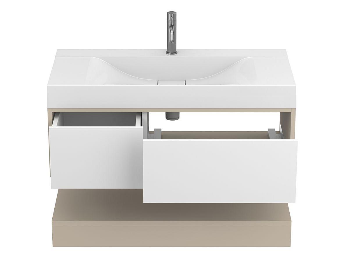 Тумба подвесная DUO Кашемир с умывальником FLY 1000