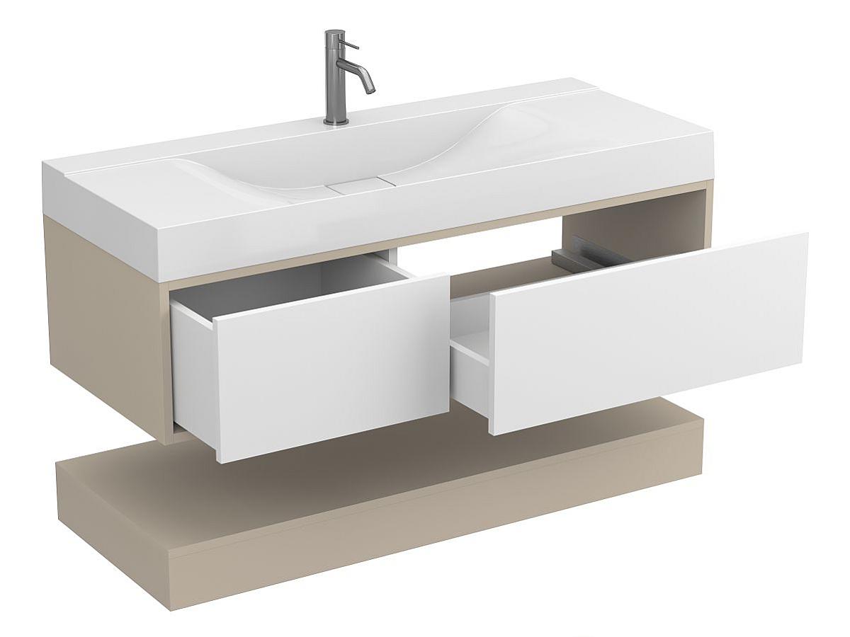 Тумба подвесная DUO Кашемир с умывальником FLY 1200