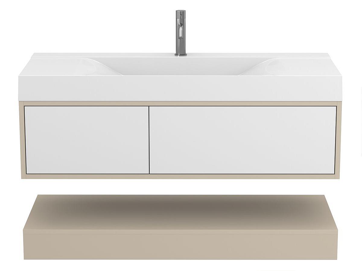 Тумба подвесная DUO Кашемир с умывальником FLY 1200