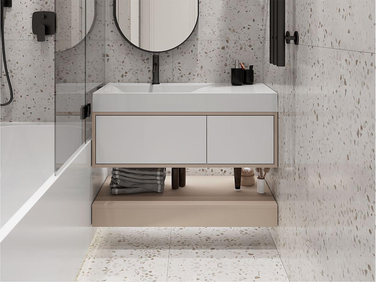 Тумба підвісна DUO Кашемір з умивальником VIOLA 1000 L