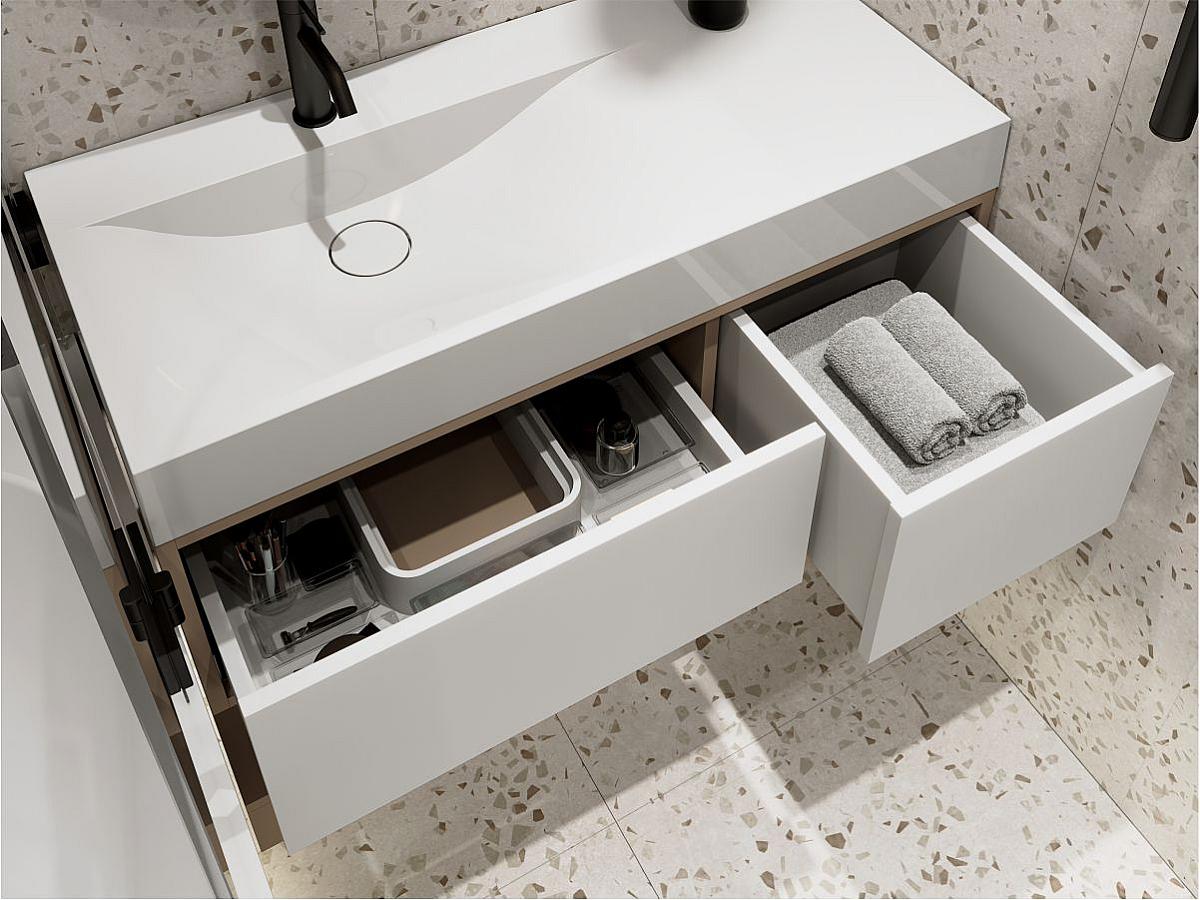 Тумба підвісна DUO Кашемір з умивальником VIOLA 1000 L