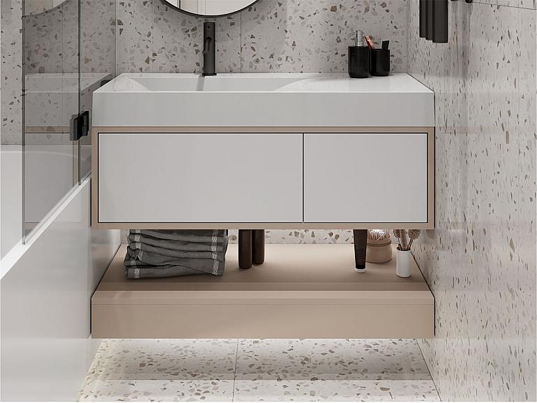 Тумба підвісна DUO Кашемір з умивальником VIOLA 1000 L