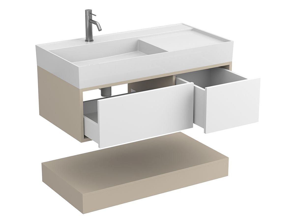 Тумба подвесная DUO Кашемир с умывальником SOUL 1000