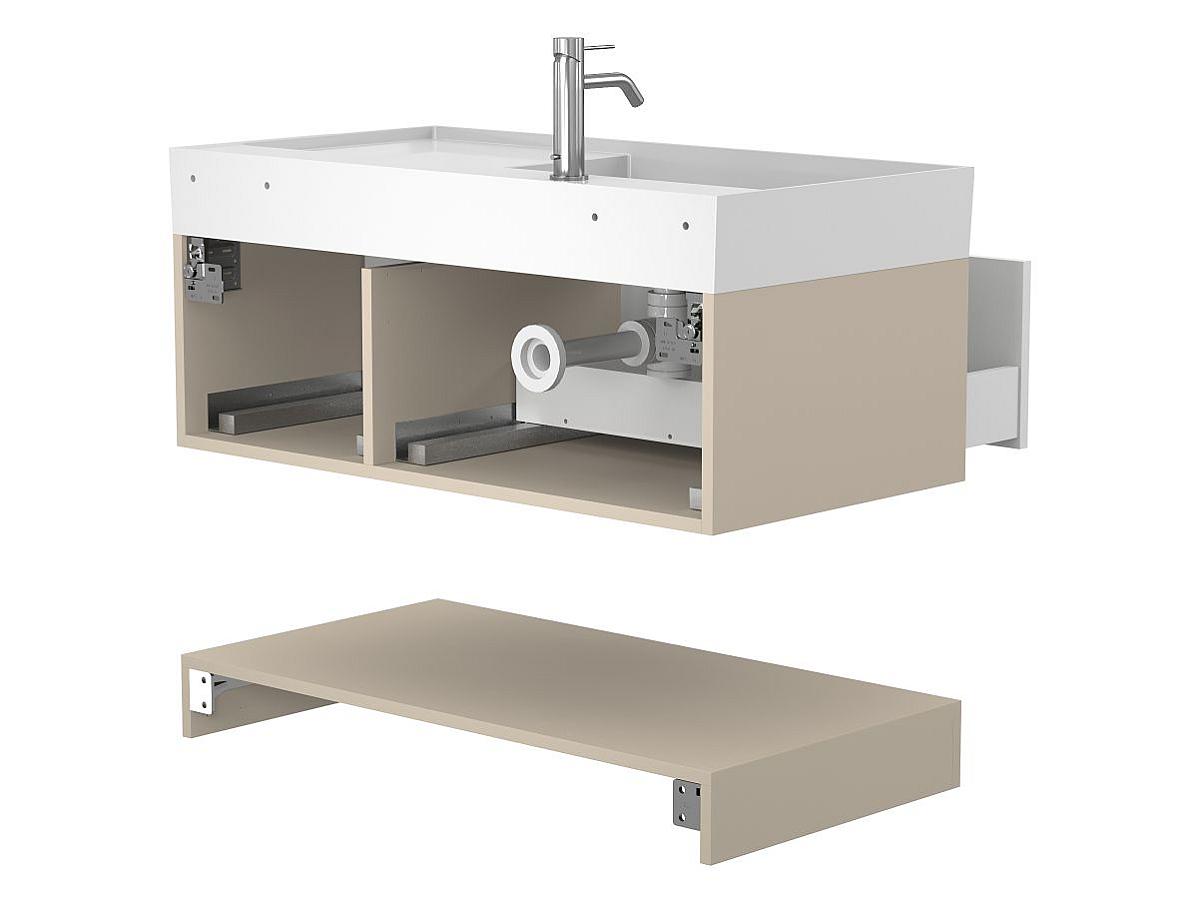 Тумба подвесная DUO Кашемир с умывальником SOUL 1000