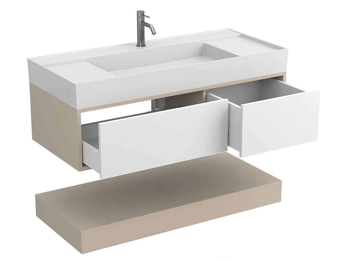 Тумба подвесная DUO Кашемир с умывальником SOUL 1200
