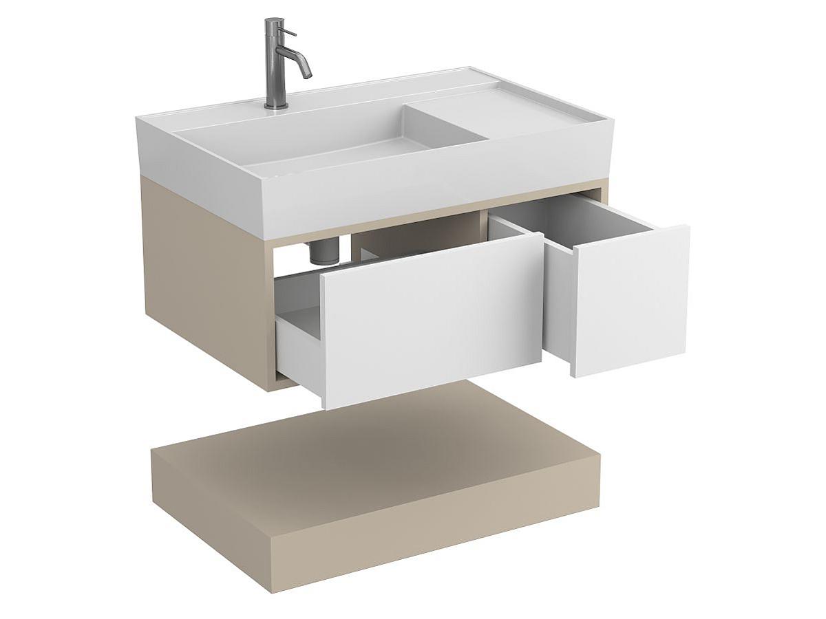 Тумба подвесная DUO Кашемир с умывальником SOUL 800