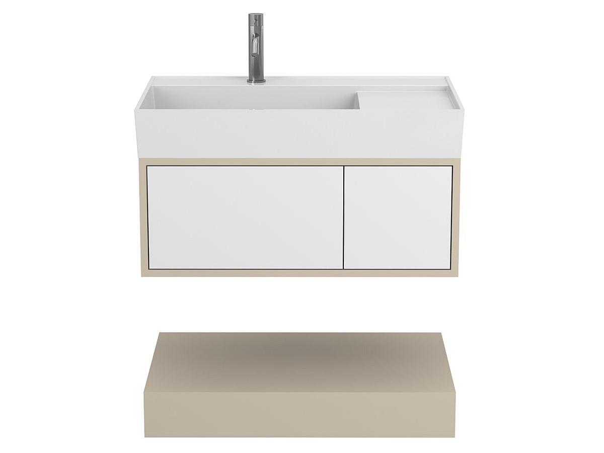 Тумба подвесная DUO Кашемир с умывальником SOUL 800