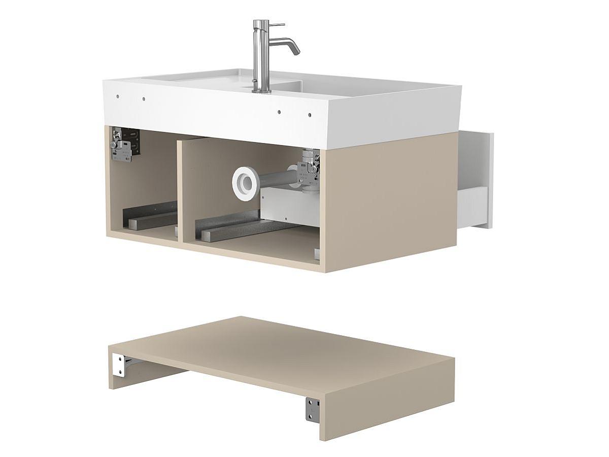 Тумба подвесная DUO Кашемир с умывальником SOUL 800