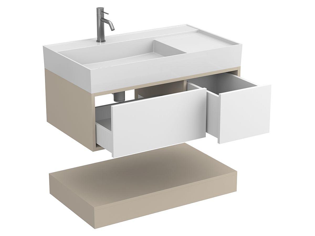 Тумба подвесная DUO Кашемир с умывальником SOUL 900