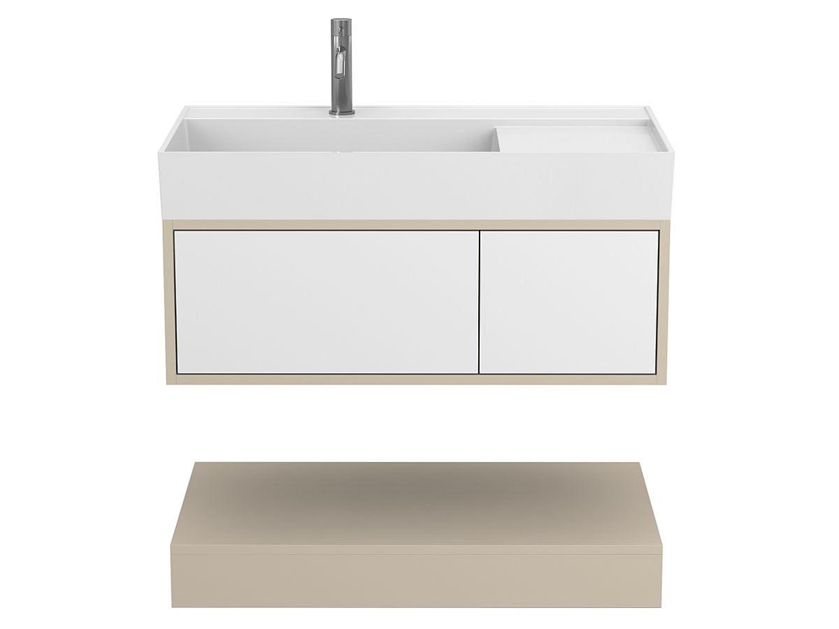 Тумба подвесная DUO Кашемир с умывальником SOUL 900