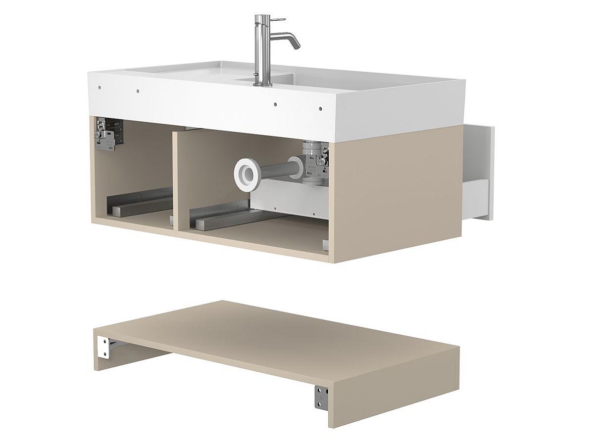 Тумба подвесная DUO Кашемир с умывальником SOUL 900