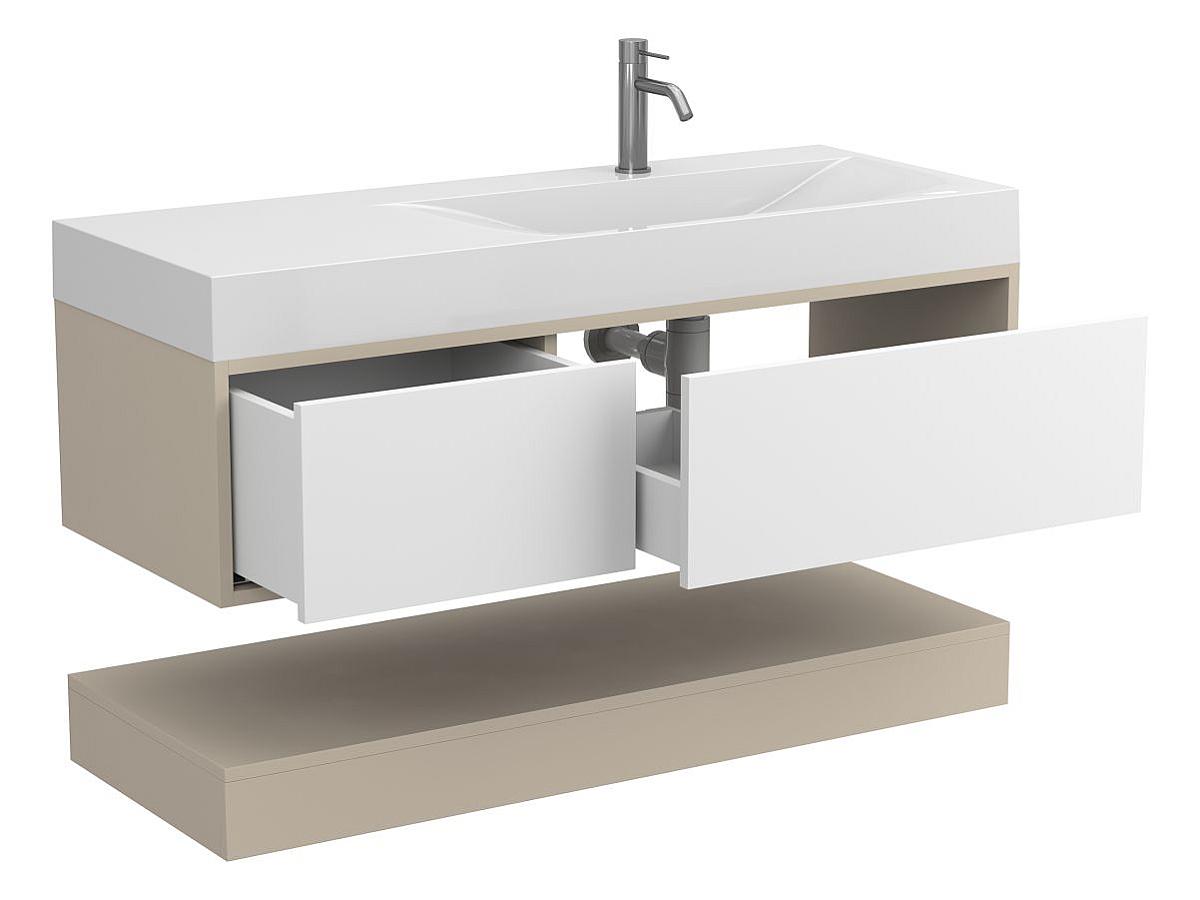 Тумба підвісна DUO Кашемір з умивальником VIOLA 1200 R