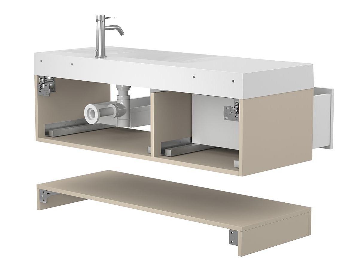Тумба підвісна DUO Кашемір з умивальником VIOLA 1200 R