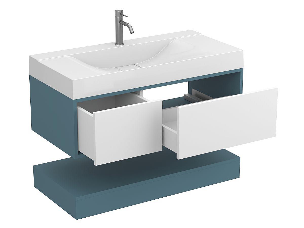 Тумба подвесная DUO Камень зеленый с умывальником FLY 1000