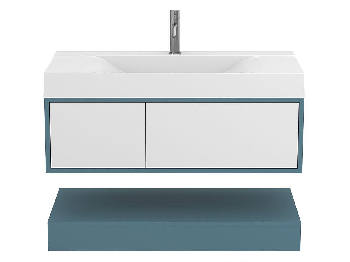 Тумба подвесная DUO Камень зеленый с умывальником FLY 1000