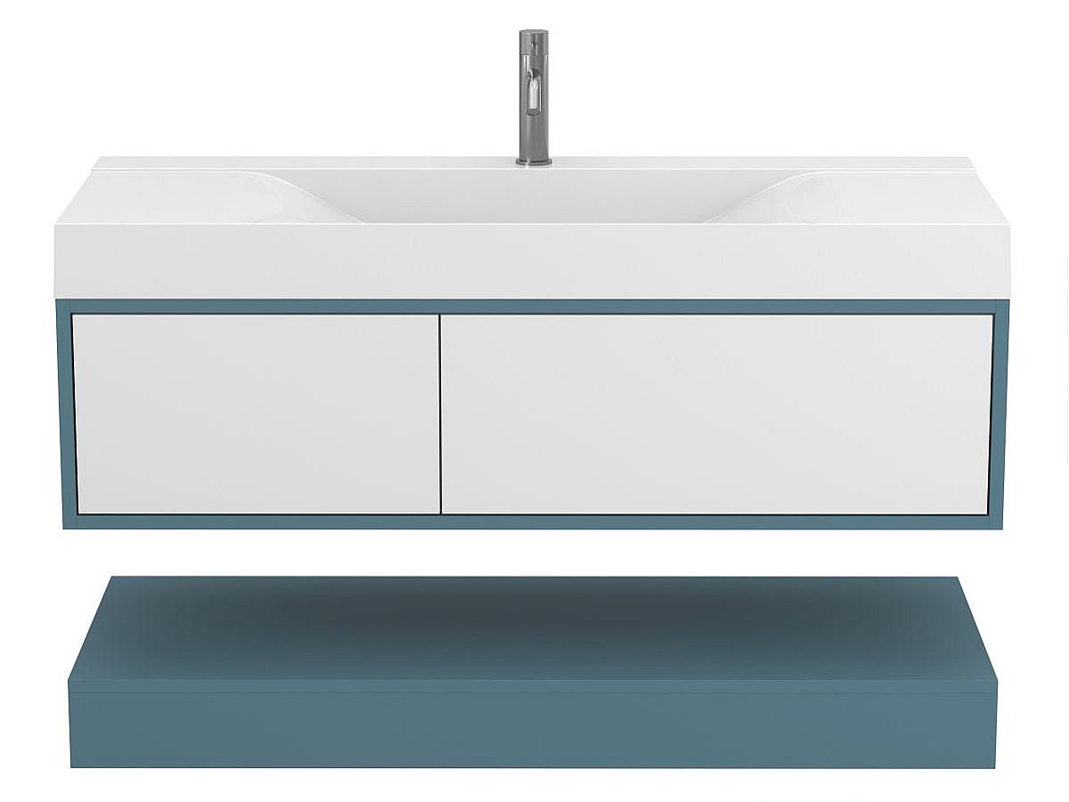 Тумба подвесная DUO Камень зеленый с умывальником FLY 1200