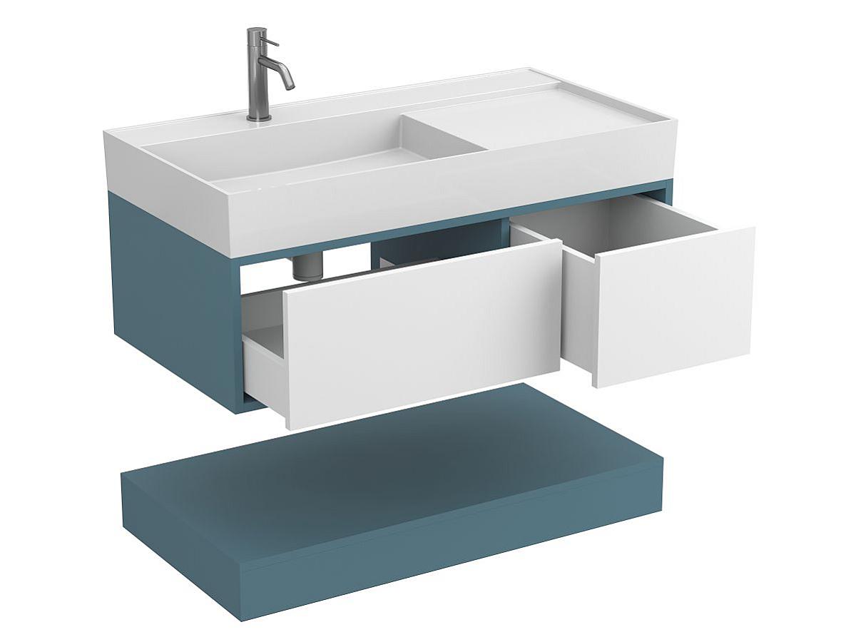 Тумба подвесная DUO Камень зеленый с умывальником SOUL 1000