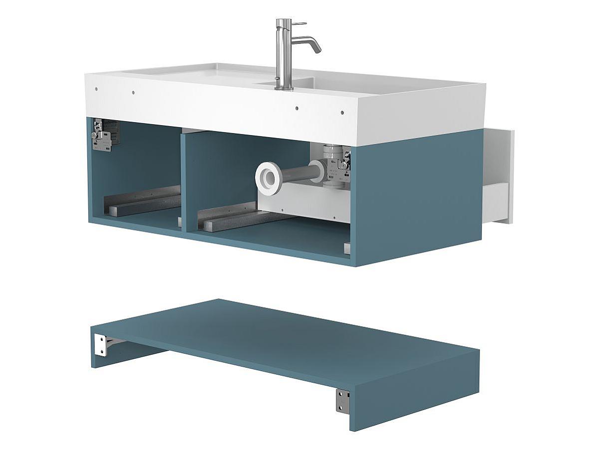 Тумба подвесная DUO Камень зеленый с умывальником SOUL 1000