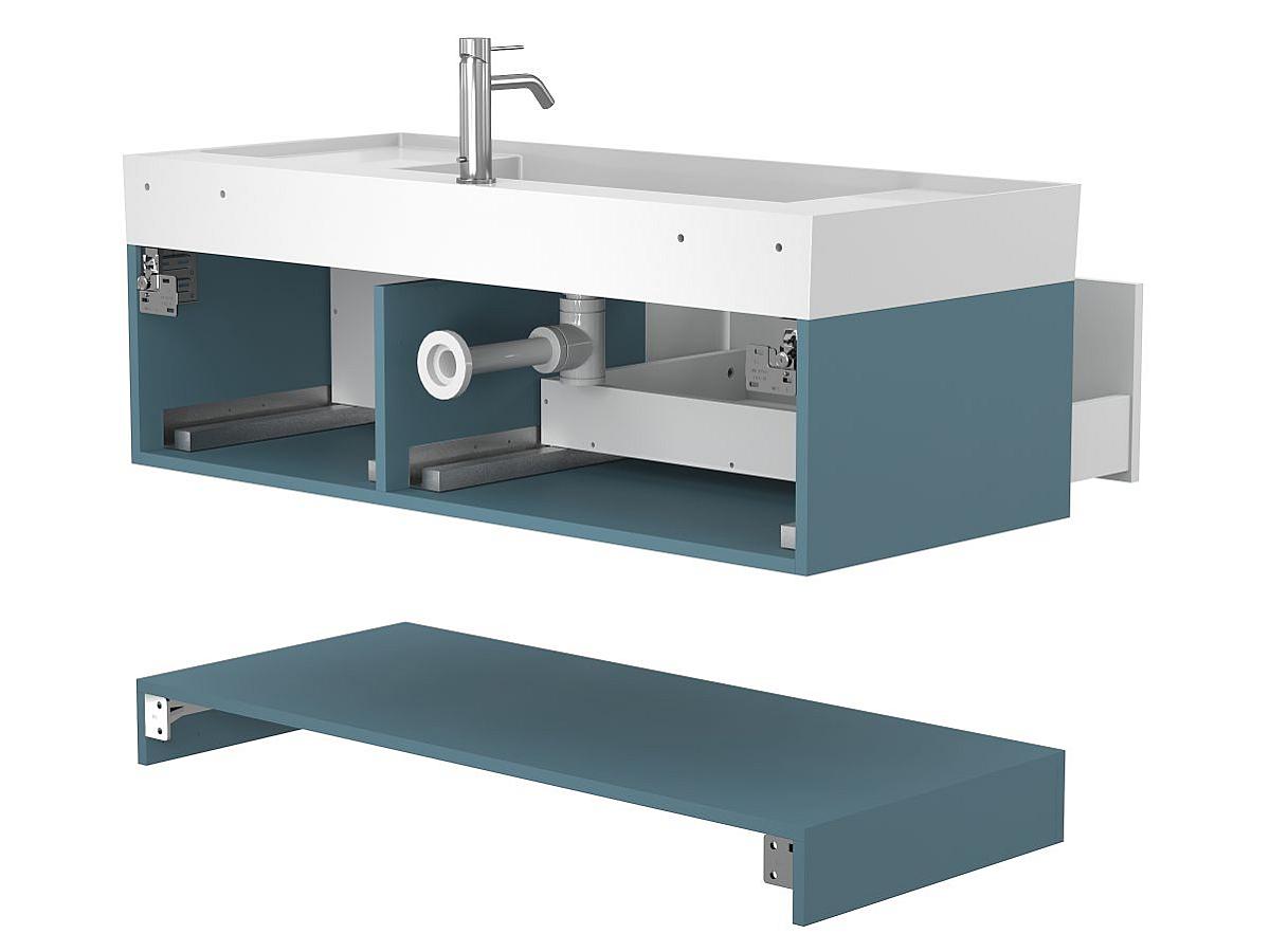 Тумба подвесная DUO Камень зеленый с умывальником SOUL 1200