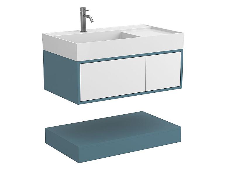 Тумба підвісна DUO Камінь зелений з умивальником SOUL 900