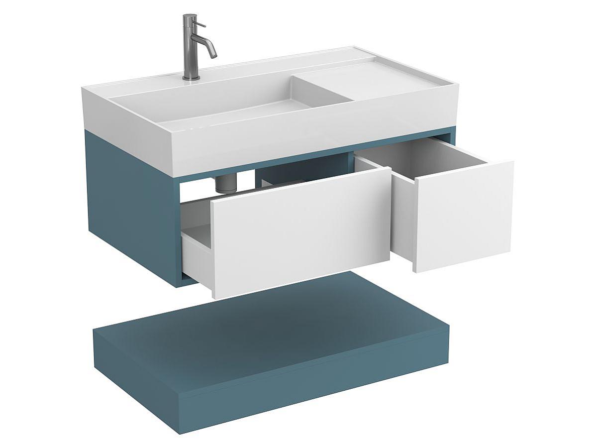 Тумба подвесная DUO Камень зеленый с умывальником SOUL 900