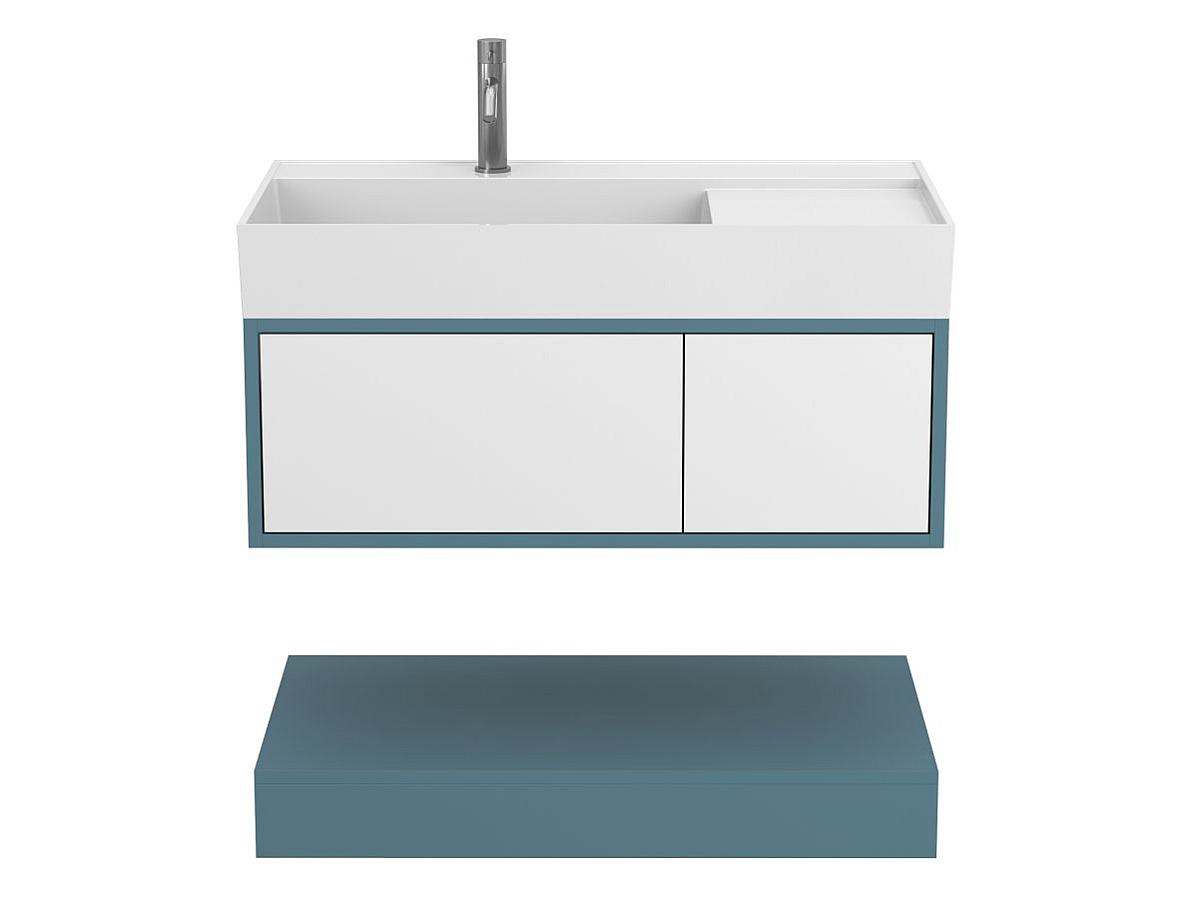 Тумба подвесная DUO Камень зеленый с умывальником SOUL 900