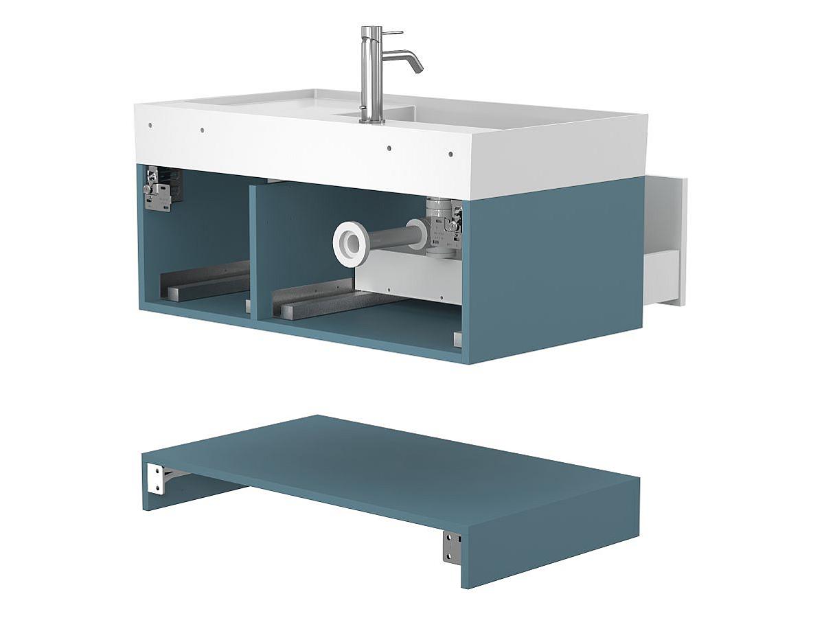 Тумба подвесная DUO Камень зеленый с умывальником SOUL 900