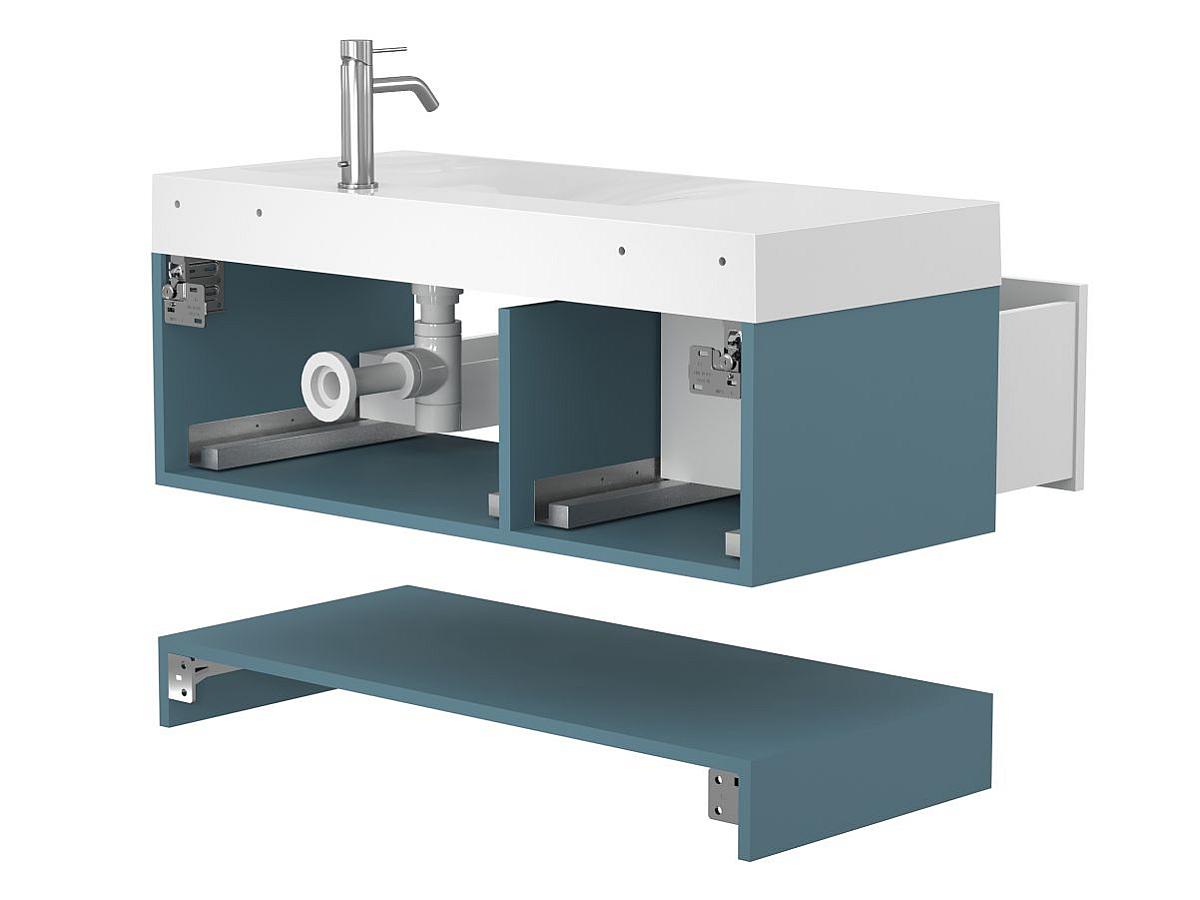 Тумба подвесная DUO Камень зеленый с умывальником VIOLA 1000 R