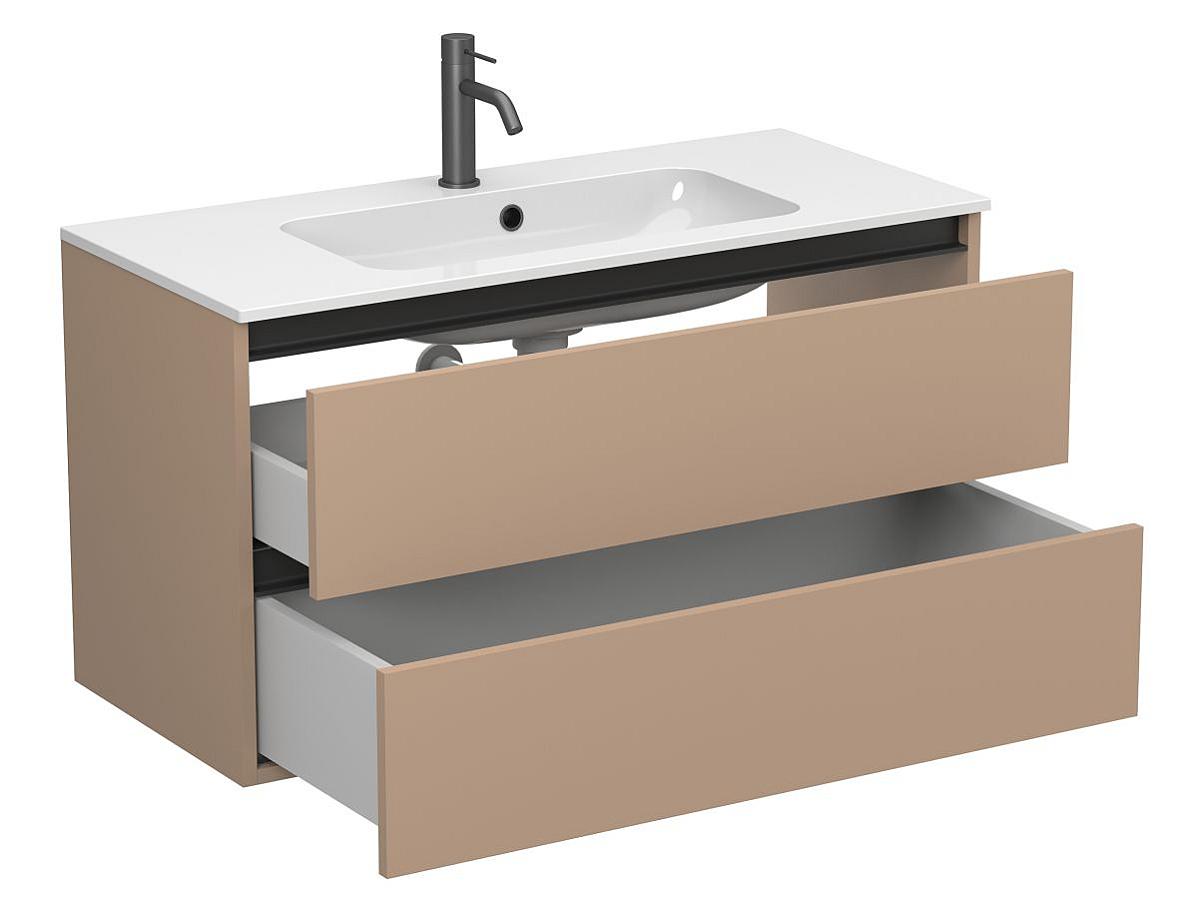 Тумба подвесная NATURA капучино, с умывальником DELLA 1000