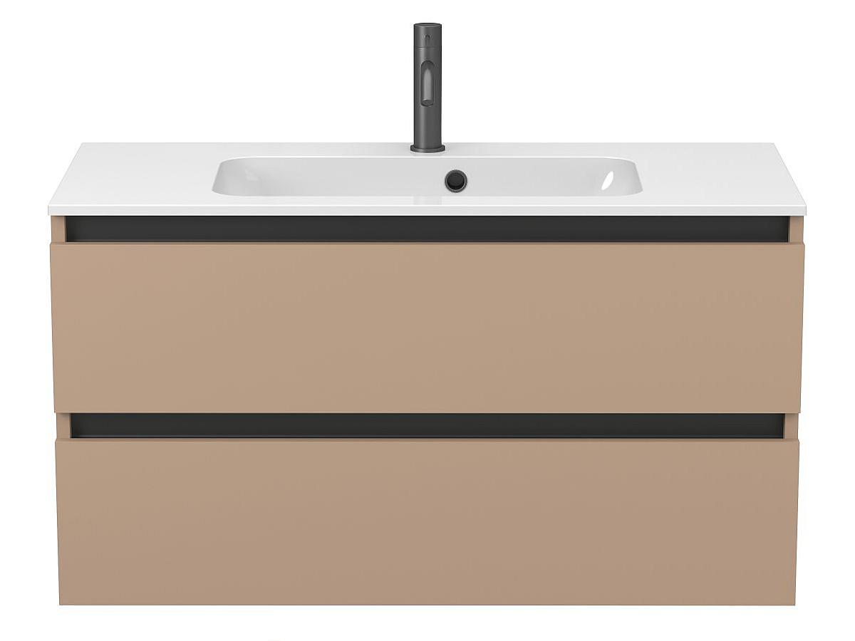 Тумба подвесная NATURA капучино, с умывальником DELLA 1000