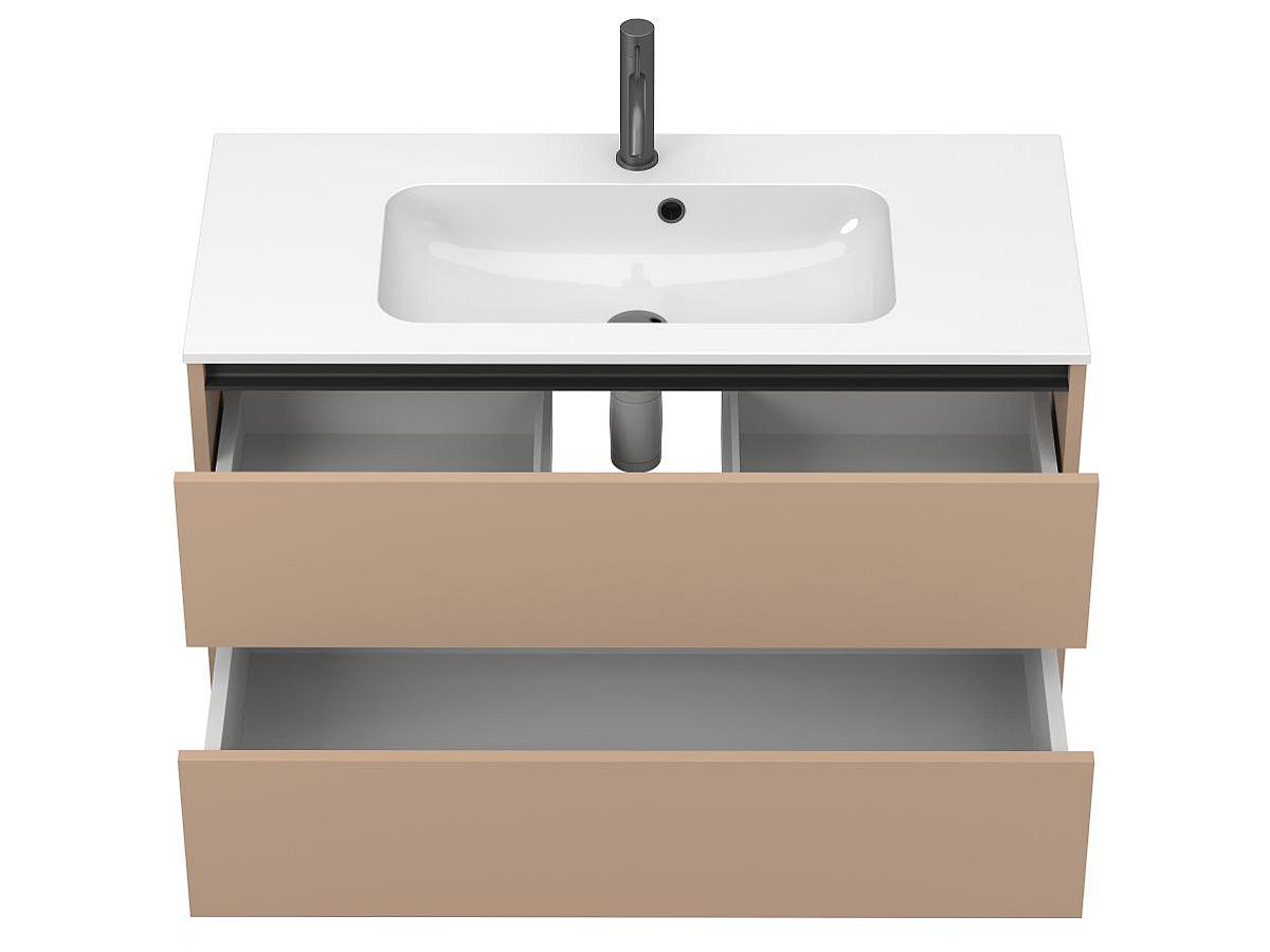 Тумба подвесная NATURA капучино, с умывальником DELLA 1000