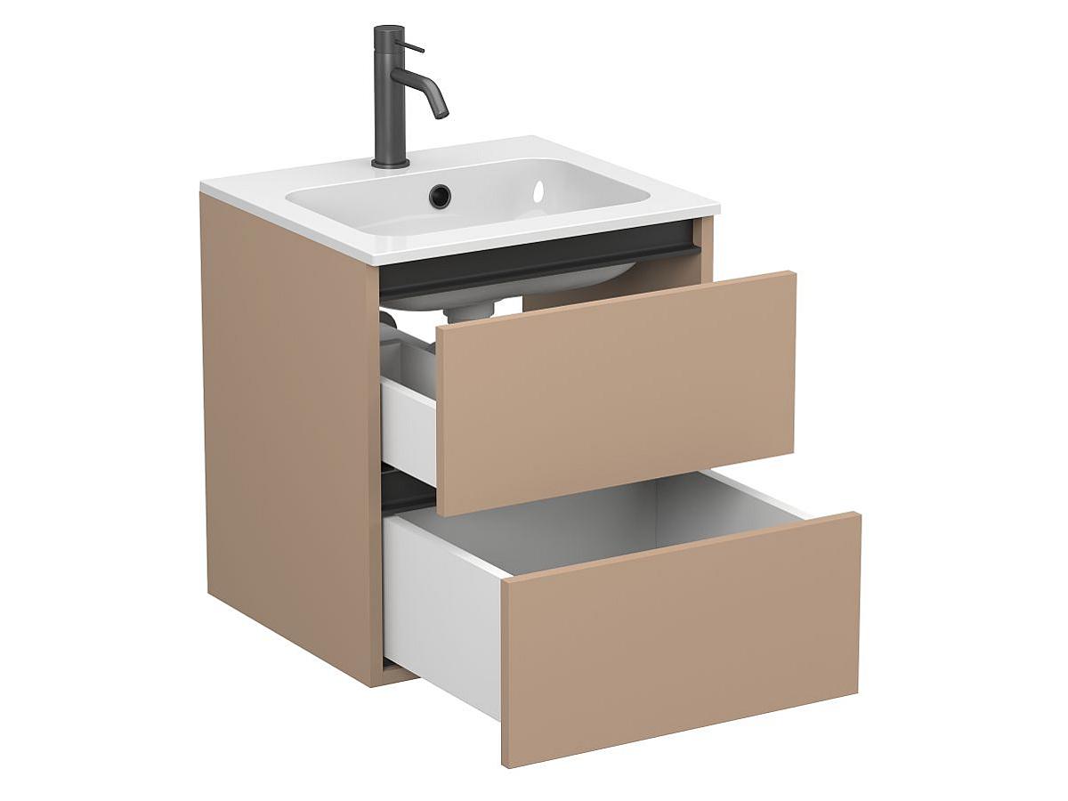 Тумба подвесная NATURA капучино, с умывальником DELLA 500