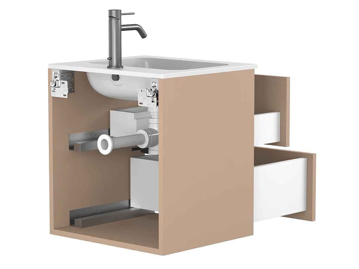 Тумба подвесная NATURA капучино, с умывальником DELLA 500